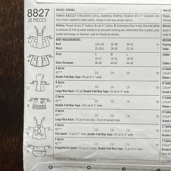 Simplicity 8827 retro 40's style apron sewing pattern - Picture 2 of 5